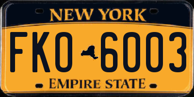 NY license plate FKO6003