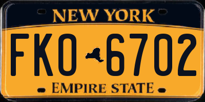 NY license plate FKO6702
