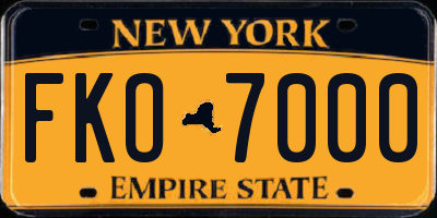 NY license plate FKO7000