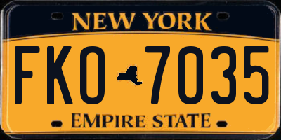 NY license plate FKO7035