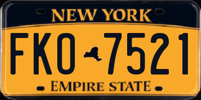 NY license plate FKO7521