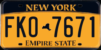 NY license plate FKO7671