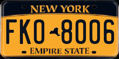 NY license plate FKO8006