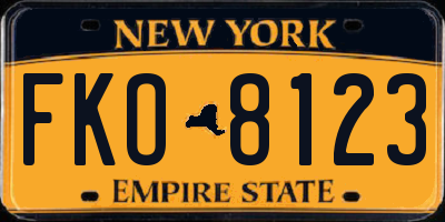 NY license plate FKO8123