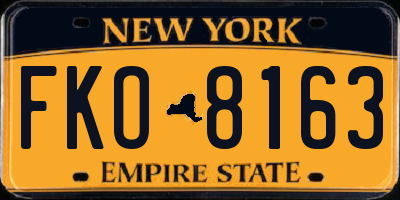 NY license plate FKO8163