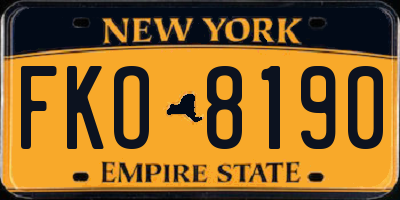 NY license plate FKO8190