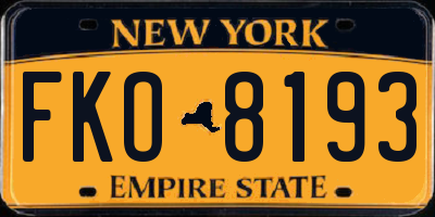 NY license plate FKO8193