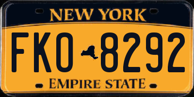 NY license plate FKO8292