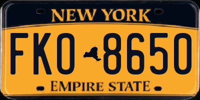 NY license plate FKO8650