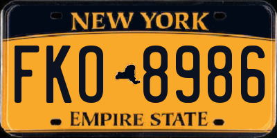 NY license plate FKO8986