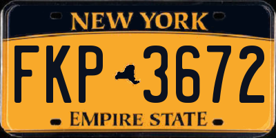NY license plate FKP3672
