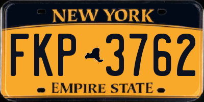 NY license plate FKP3762