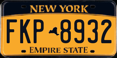 NY license plate FKP8932