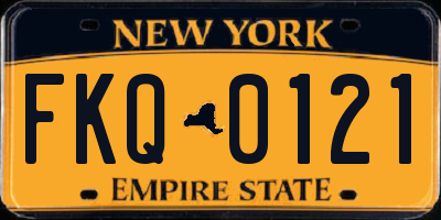 NY license plate FKQ0121