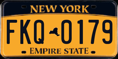 NY license plate FKQ0179