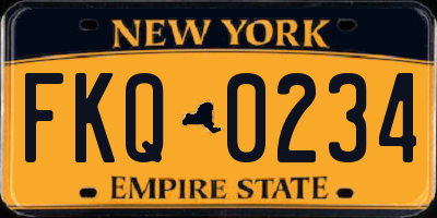 NY license plate FKQ0234
