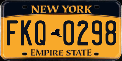 NY license plate FKQ0298