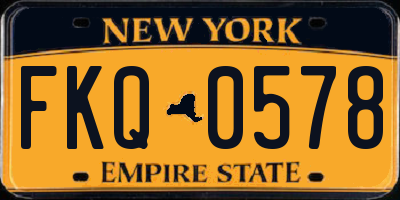 NY license plate FKQ0578