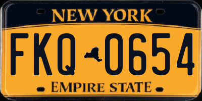 NY license plate FKQ0654