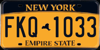 NY license plate FKQ1033