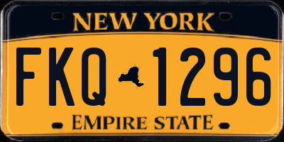 NY license plate FKQ1296