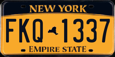 NY license plate FKQ1337