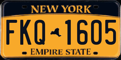 NY license plate FKQ1605