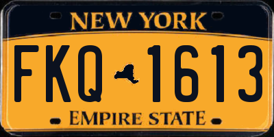 NY license plate FKQ1613