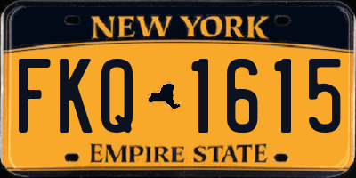NY license plate FKQ1615