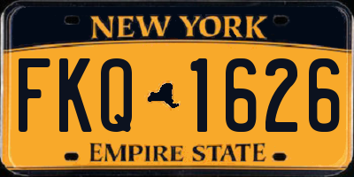 NY license plate FKQ1626