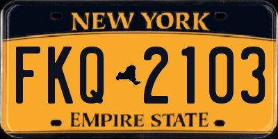 NY license plate FKQ2103