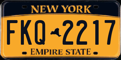 NY license plate FKQ2217