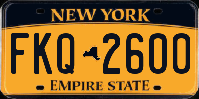 NY license plate FKQ2600