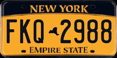NY license plate FKQ2988