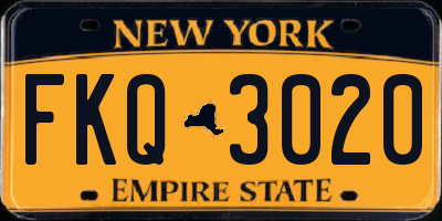 NY license plate FKQ3020