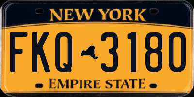 NY license plate FKQ3180