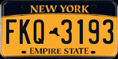 NY license plate FKQ3193