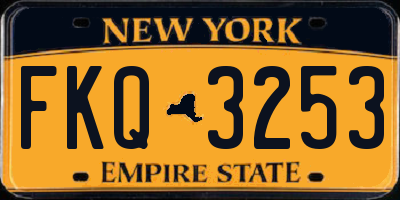 NY license plate FKQ3253