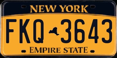 NY license plate FKQ3643