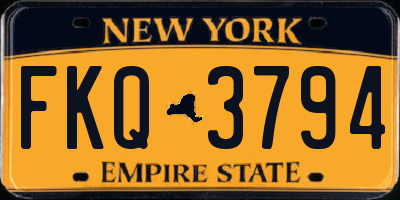 NY license plate FKQ3794