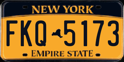 NY license plate FKQ5173