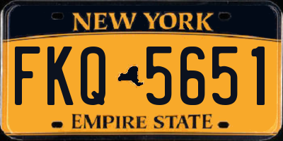 NY license plate FKQ5651
