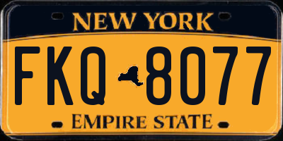 NY license plate FKQ8077