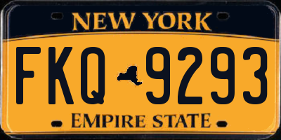 NY license plate FKQ9293