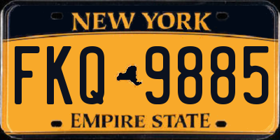 NY license plate FKQ9885