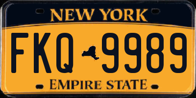 NY license plate FKQ9989
