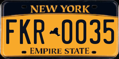 NY license plate FKR0035