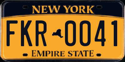 NY license plate FKR0041