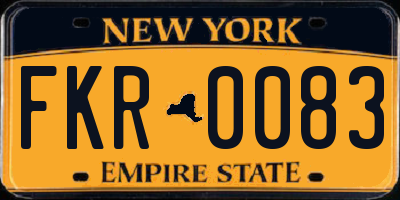 NY license plate FKR0083