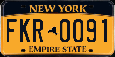 NY license plate FKR0091